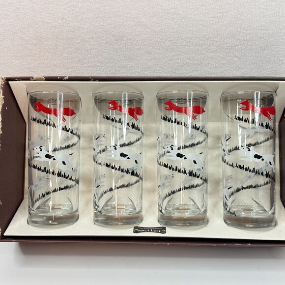 New in Box | Vintage Ocean Thailand | Tally Ho Fox & Hound | 4 Collins Glasses - Picture 14 of 14